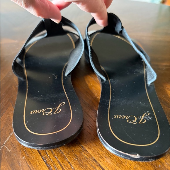 J. Crew Cyprus Sandals Interlocking Straps Black Leather Made in Italy Size 9 - Picture 10 of 13